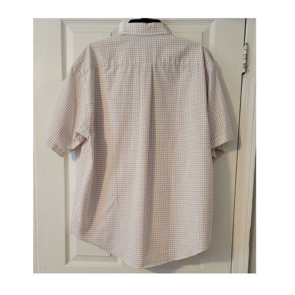 Van Heusen blue orange check Mens Short Sleeve SHIRT L - Picture 2 of 3
